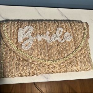 Shiraleah Beaded Bride Clutch in Natural Tan